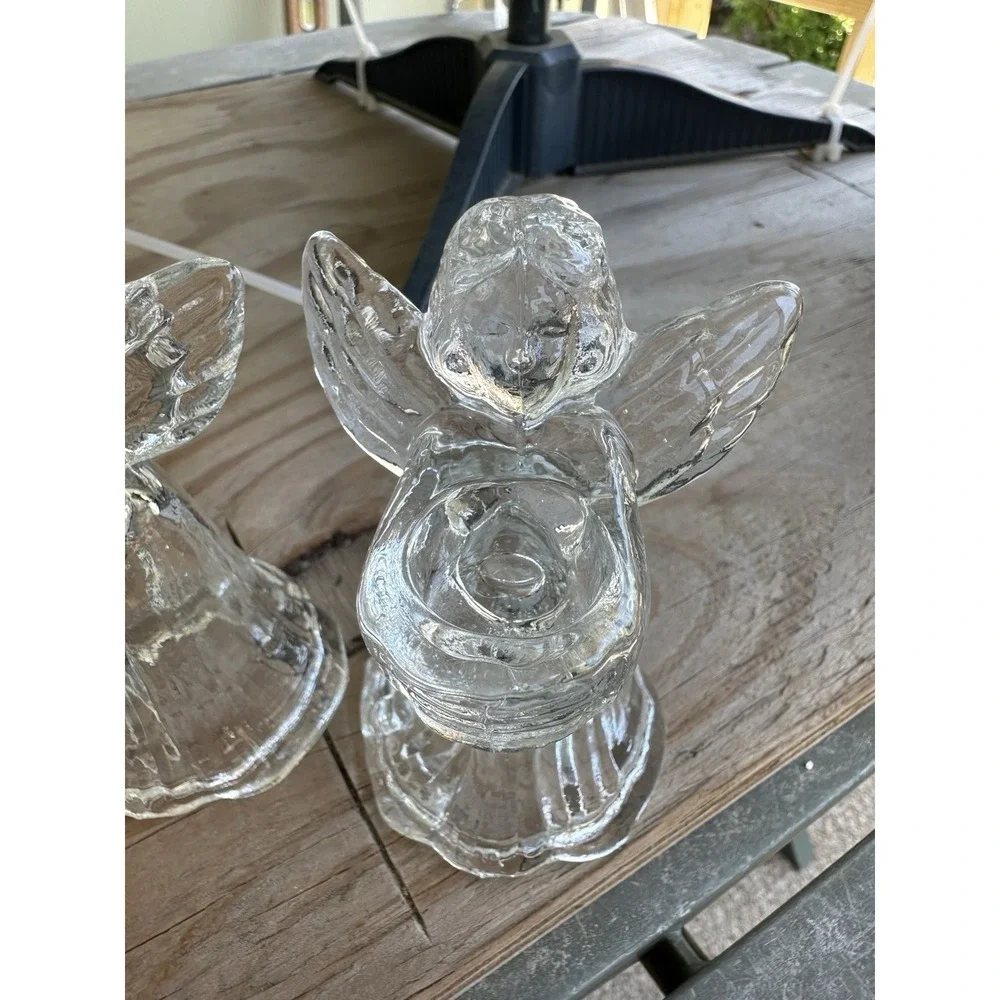 VTG Centurion Collection Angel‎ Candle Holders Set of 2 Glass W/Box About 4 Inch